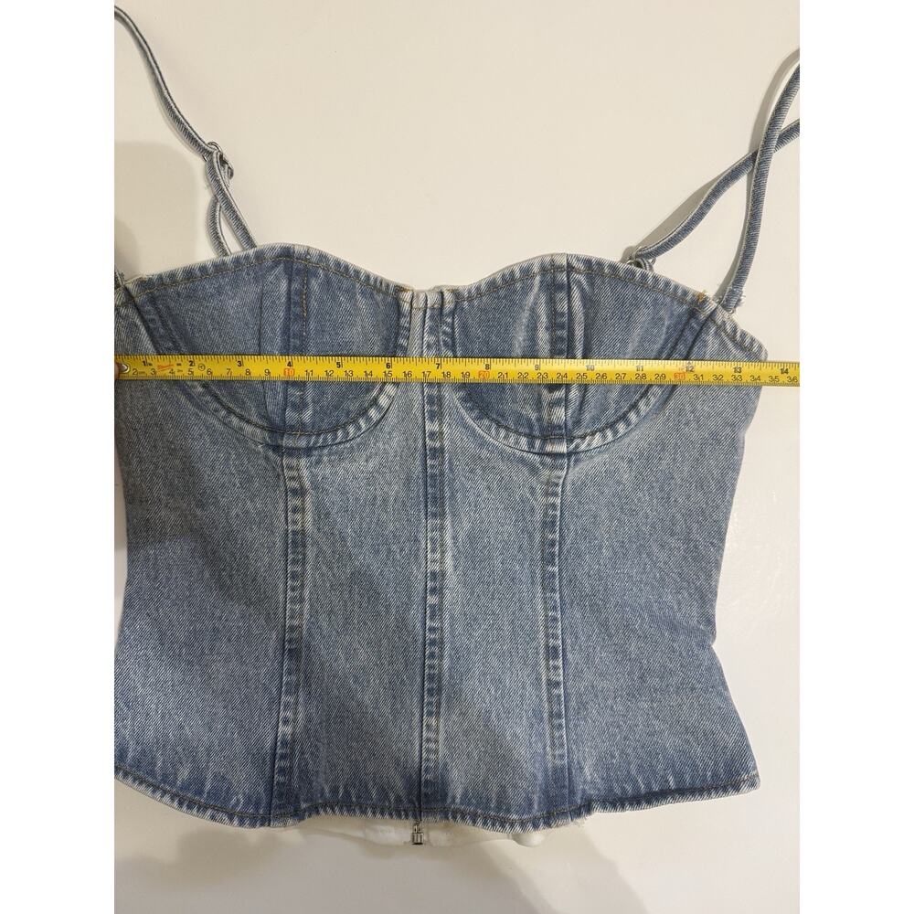 WeWoreWhat Denim Underwire Corset Top Y2K Structured Bustier Light Wash Size 2 - Picture 5 of 8